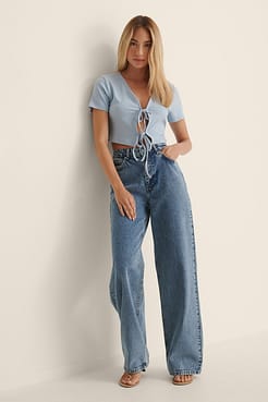 Double Knot Short Sleeve Top Outfit.