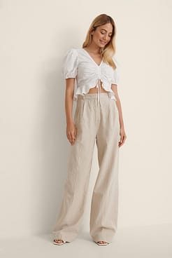 Short Sleeve Drawstring Top Outfit.
