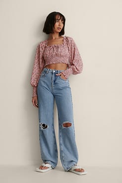 Smock Waist Crop Top Outfit.