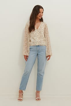 Button Up Chiffon Blouse Outfit.