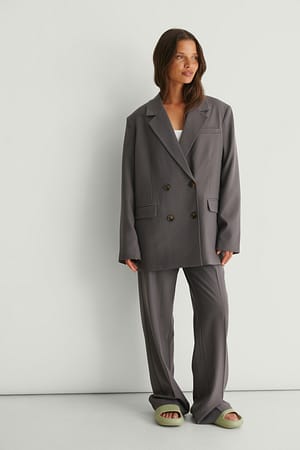 Recycled Oversized Double Breasted Blazer Outfit.