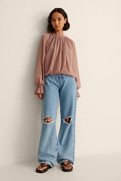 Volume Dobby Blouse Outfit.