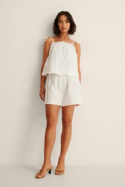 Tie Shoulder Anglaise Singlet Outfit.