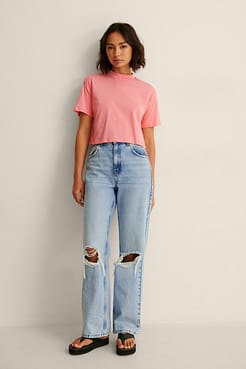 Organic Basic Crop Tee Outfit.