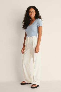 V-Neck Babylock Rib Top Outfit
