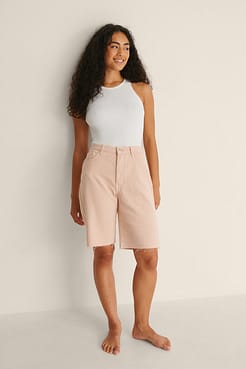 Long Denim Shorts Outfit.