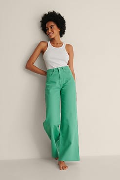 Colored Soft Rigid Wide Jeans Outfit.