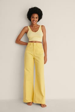 Colored Soft Rigid Wide Jeans Outfit