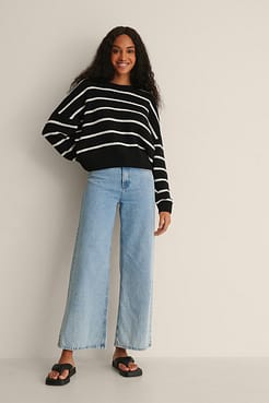Striped Knitted Sweater Outfit.