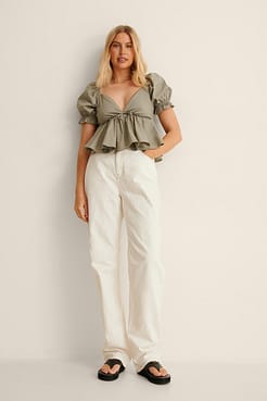 Tie Back Short Sleeve Top Outfit.