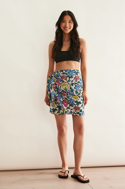 Flower Print Jupe courte nouée style sarong