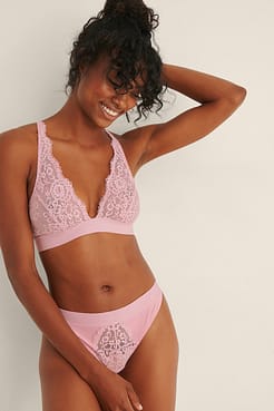 High Cut Lace Detail Cotton Thong Outfit.
