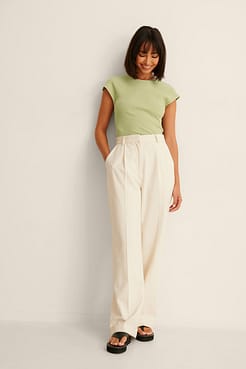 Open Back Short Sleeve Top Outfit.