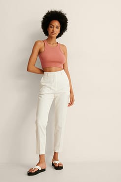 Organic Ribbed Cropped Tank Outfit.