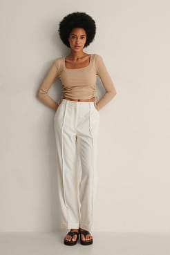 Square Neck Drawstring Top Outfit