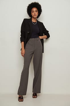 Recycled Tailored Wide Leg Suit Pants Outfit.