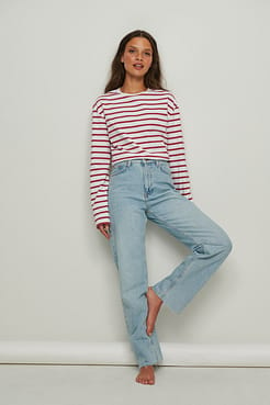 Organic Striped Oversized Long Sleeved Top Outfit.