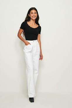 Scoop Neck Short Sleeve Babylock Top Outfit