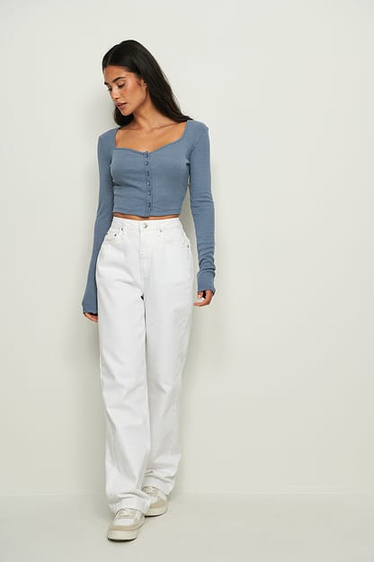 Offwhite Cardigan court à encolure cœur recyclé