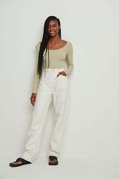 Ribbed Scoop Neck Top Outfit