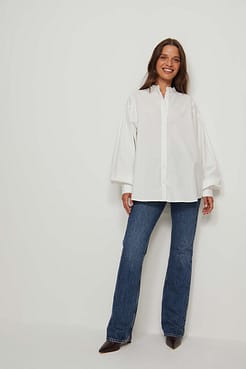 Gathered Sleeve Volume Shirt Outfit