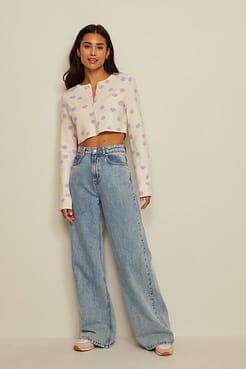 Knitted Flower Cardigan Outfit.