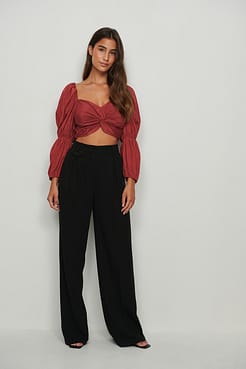 Twisted Front LS Blouse Outfit