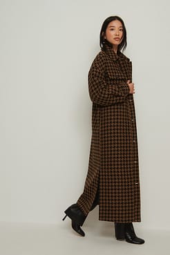 Houndstooth Long Overshirt Outfit