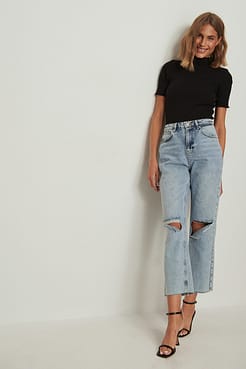 High Neck Babylock Short Sleeve Top Outfit