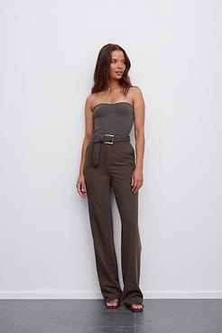 Ribbed Bandeau Top Outfit.