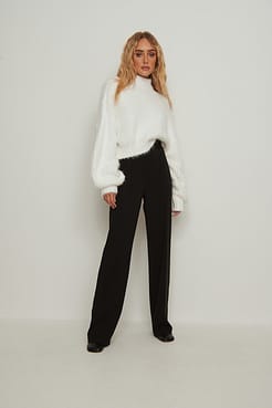 Fluffy Knitted Turtleneck Sweater Outfit