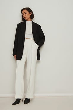 High Neck Twist Strap Top Outfit.