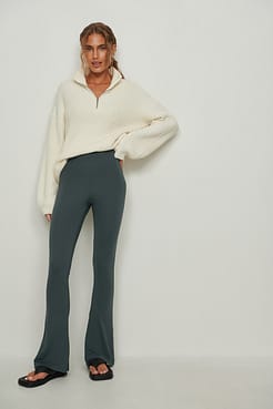 Side Slit Detail Jersey Pants Outfit