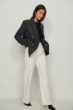 Recycled Round Neck Ribbed Top Black Outfit.