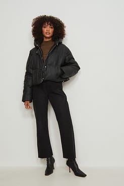 Hood Padded Coated Jacket Outfit.
