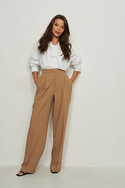 Recycled High Waist Deep Pleated Suit Pants Outfit