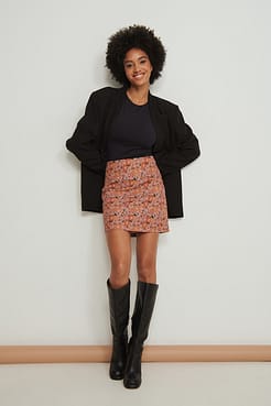 Recycled Printed Mini Skirt Outfit