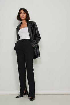 Recycled Side Slit Suit Pants Outfit.