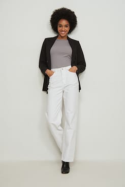 Ribbed Long Sleeved Round Neck Top Outfit