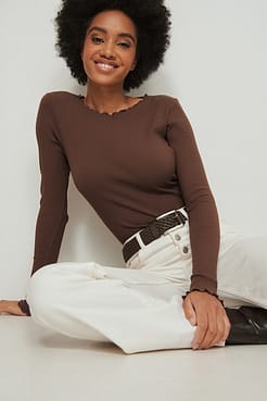 Organic Babylock Ribbed Long Sleeve Top Outfit.