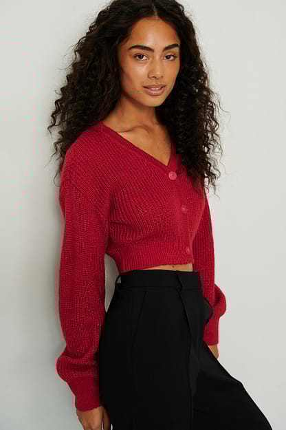 Black Cardigan court en maille lurex