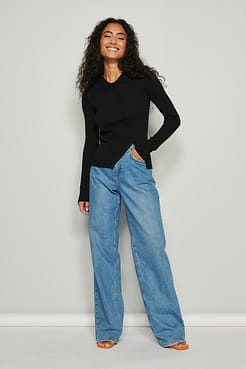 Diagonal Buttoned Knitted Cardigan Outfit.