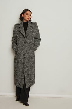 Sharp Shoulder Maxi Coat Outfit.