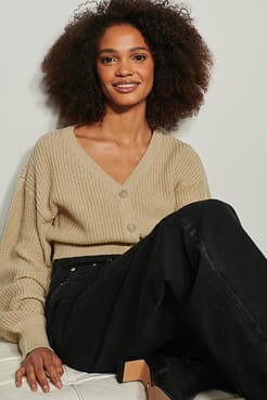 Cropped Knitted Lurex Cardigan Outfit