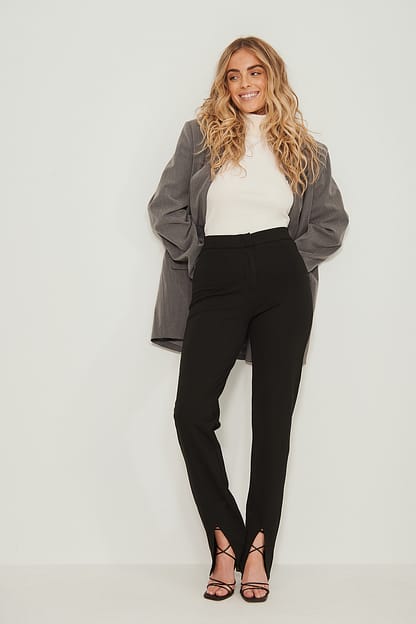 Black Pantalon à fentes