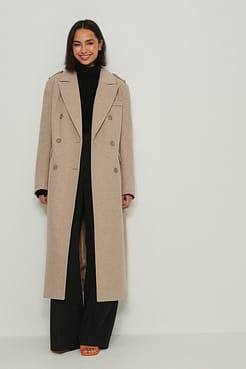 Double Breasted Straight Coat Outfit.