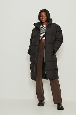 Long Quilted Padded Jacket Outfit