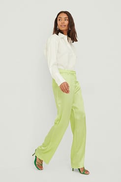 Structured Satin Suit Pants Outfit.