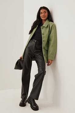 Melange Button Jacket Outfit.
