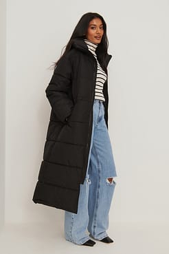 High Recycled Oversized Long Puffer Jacket Outfit